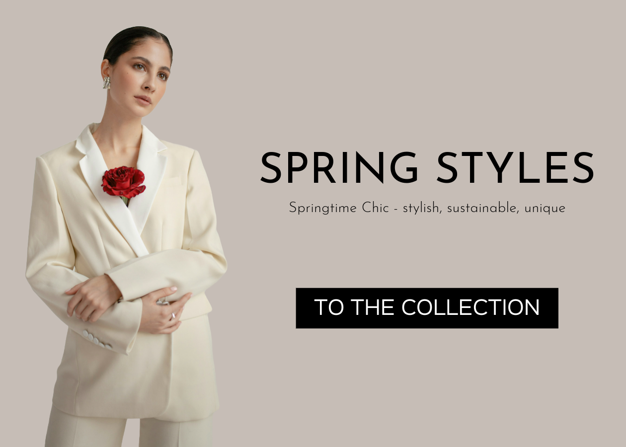 Women wears a creme secondhand outfit 